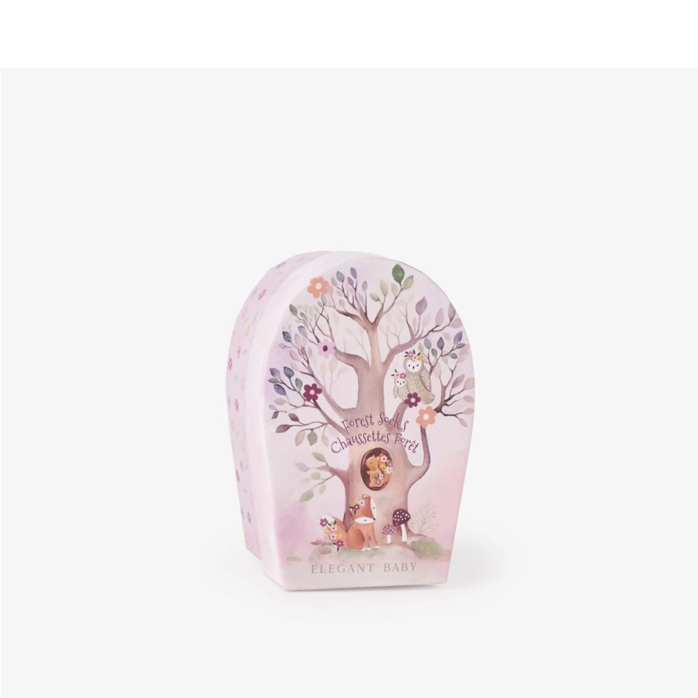 NWT Elegant Baby Forest friends bow Print 6 Pair Socks Set Size 0-12 Months - Picture 3 of 3